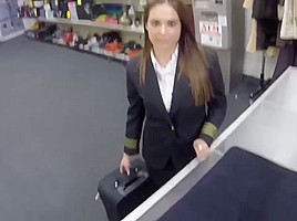 Fucking a hot stewardess in the pawn shop - XXX Pawn