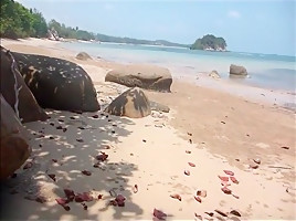 Fucking wife in missionary position on the beach