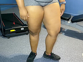 Fucks Workout Trainer While On The Phone With Husband