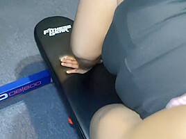 Fucks Workout Trainer While On The Phone With Husband