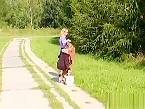 Fully dressed lesbian sex with excited females in heats