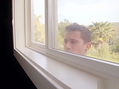 Gay guy totally gets caught while he is spying on him