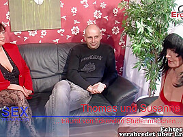 German mature housewife make Sex Casting threesome ffm