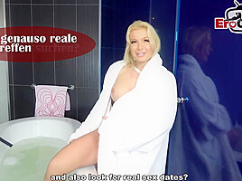 German natural tits milf seduced with oil sex massage