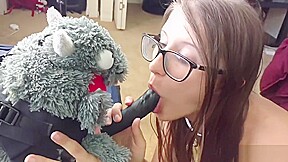 Girl Fucks Stuffed Animal Dragon Strapon