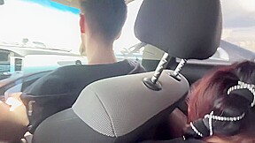 Girl Pays With A Blowjob In The Back Seat While Being Driven Home