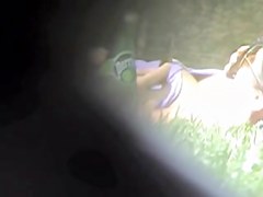 Girl on picnic erotic downblouse of the full boobs