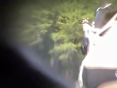 Girl on picnic erotic downblouse of the full boobs