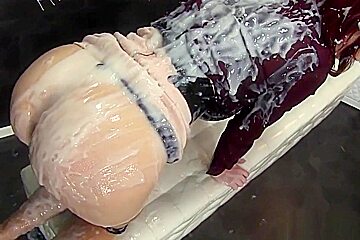 Glam ho sucks rubber cock