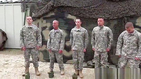 Good looking military guys went all pacifist firing loaded meatguns