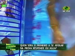 Gorgeous brunette model upskirt on tv