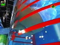 Gorgeous brunette model upskirt on tv