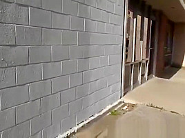 Gorgeous redhead babe with a fantastic ass gags on a cock