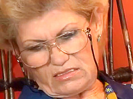 Granny Effie fucked with a TV repairman in the ass and pussy