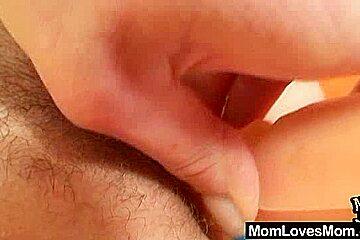 Gray amateur matures using double sided fake penis