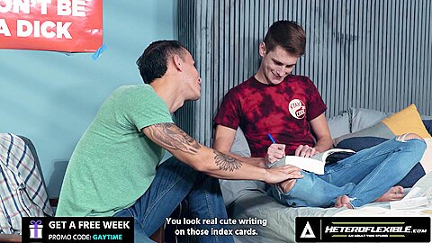 HETEROFLEXIBLE - Study Buddies Trevor Harris & Des Irez Take Break From Studying To Fuck Each Other