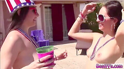 Hardcore Threesome Sex On Independence Day