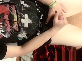 Homosexual thug with long hair spanks his dick until cumming