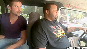 Horny dudes pick up sweet Zenya Lai and fucks her in their van