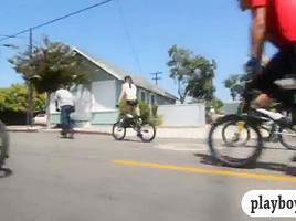 Horny sexy babes with big boobs enjoyed dirty biking