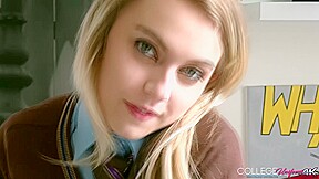Horny student 18+ Chloe Toy Shows Off Her Uniform And Wets Her Panties!