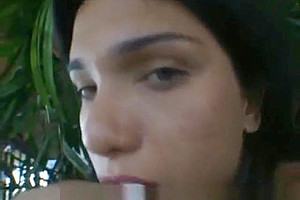 Hot blonde shemale babe getting fucked anally