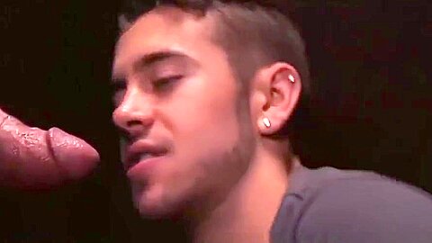 Hot glory hole blowjob and deepthroat with twink and Step daddy