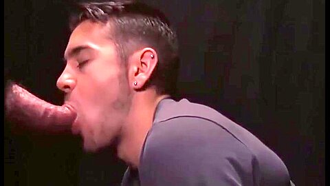 Hot glory hole blowjob and deepthroat with twink and Step daddy