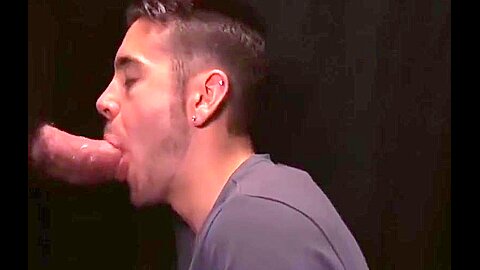 Hot glory hole blowjob and deepthroat with twink and Step daddy
