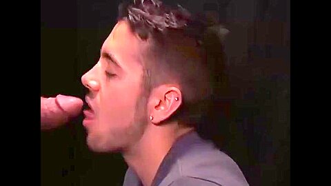 Hot glory hole blowjob and deepthroat with twink and Step daddy