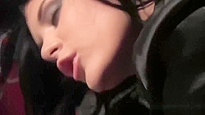 Hot raven-haired babe has her pussy plugged