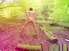 Hottest Twink ever gets off in the woods ALMOST CAUGHT