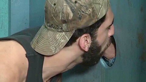 Hunk sucks gloryhole dong