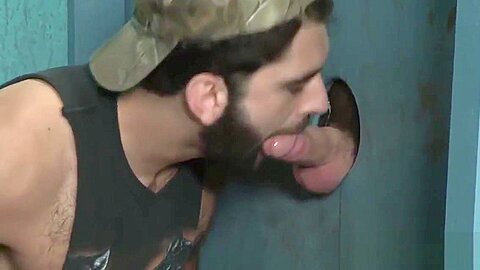 Hunk sucks gloryhole dong