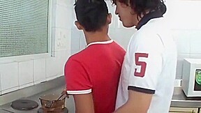 In the kitchen bare fucking