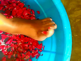 Indian mistress feet washing HD
