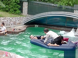 Intense Reverse Gangbang In The Pool