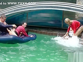 Intense Reverse Gangbang In The Pool