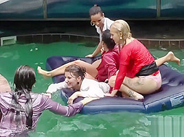 Intense Reverse Gangbang In The Pool