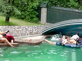 Intense Reverse Gangbang In The Pool