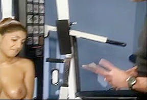 Iranian Melody working up a sex sweat on the gym
