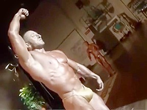 Italian Hunk   Big Bulge in micro posing trunks!