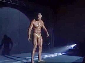 Italian Hunk   Big Bulge in micro posing trunks!