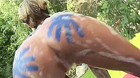 Janine Lindemulder washes her perfect body