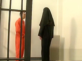 Kinky nun peels off clothes and works her ballbusting magic on a cock