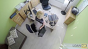 LOAN4K  Nice young lady gives a head and spreads legs in loan office