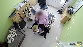 LOAN4K  Nice young lady gives a head and spreads legs in loan office