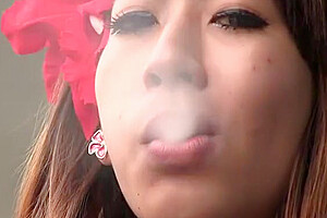 Ladyboy Crystal Smokes Cigarette Before The Bareback Anal