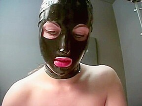 Latex mistress with two males