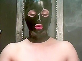 Latex mistress with two males